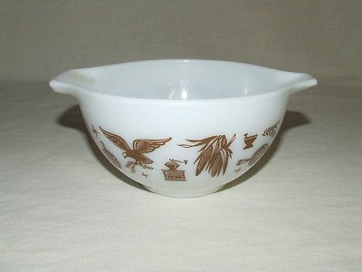   pt Early American Brown Eagle Cinderella Mixing Bowl w/ Handles