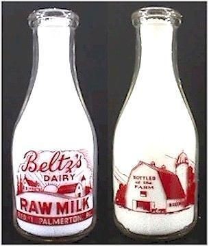 Milk Bottle   Tall Rd Qt   Beltzs Dairy, Palmerton, Pa