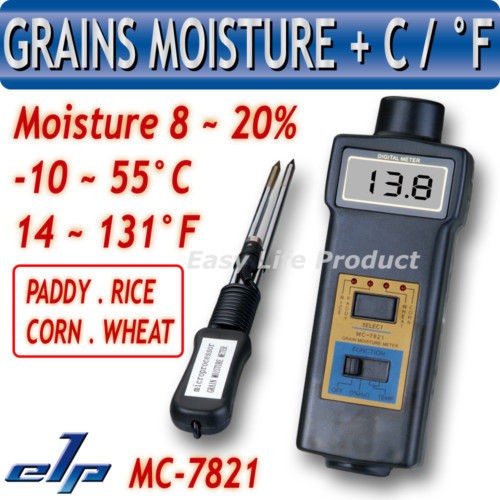 MC7821 Grain Moisture Meter Tester Hay Oat Wheat 8~20%