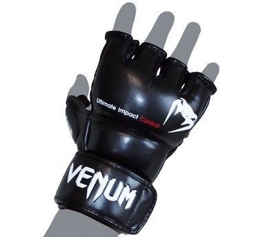 VENUM IMPACT MMA GLOVES SKINTEX LEATHER BLACK SIZES S, M, L/XL