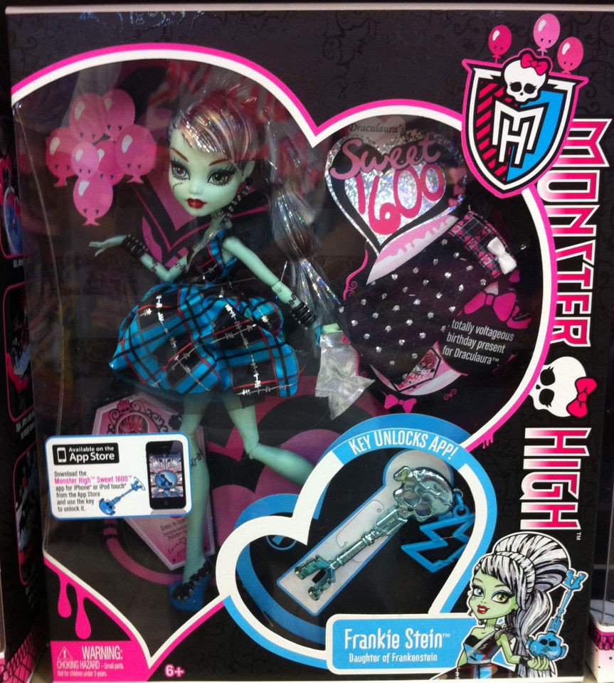 MONSTER HIGH Sweet 1600 Doll Frankie Stein NIB Key unlocks App 