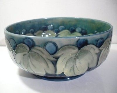 Large W. Moorcroft Leaf & Berry Fruit Bowl  c1925