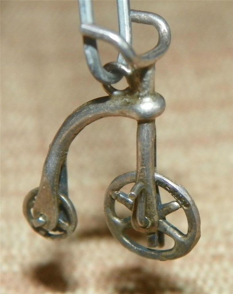   sterling silver motion charm 1940s Velocipede high wheel bike #3L