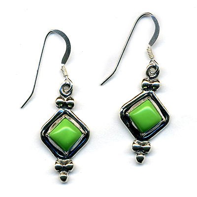   Shape Earrings Genuine Gaspeite Sterling Silver Native American