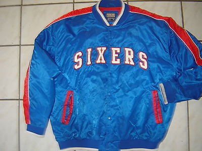 Philadelphis 76ers Satin Jacket XL Hardwood Classics Sports by Carl 