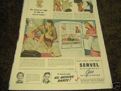 1941 Antique Servel Gas Electrolux Refrigerator Ad