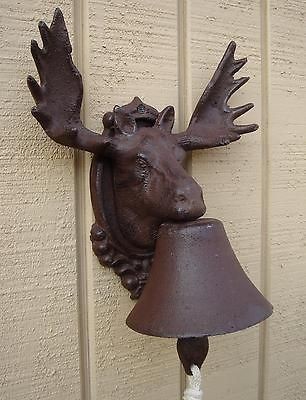 NEW cast iron rustic MOOSE ELK w ANTLERS dinner BELL ba