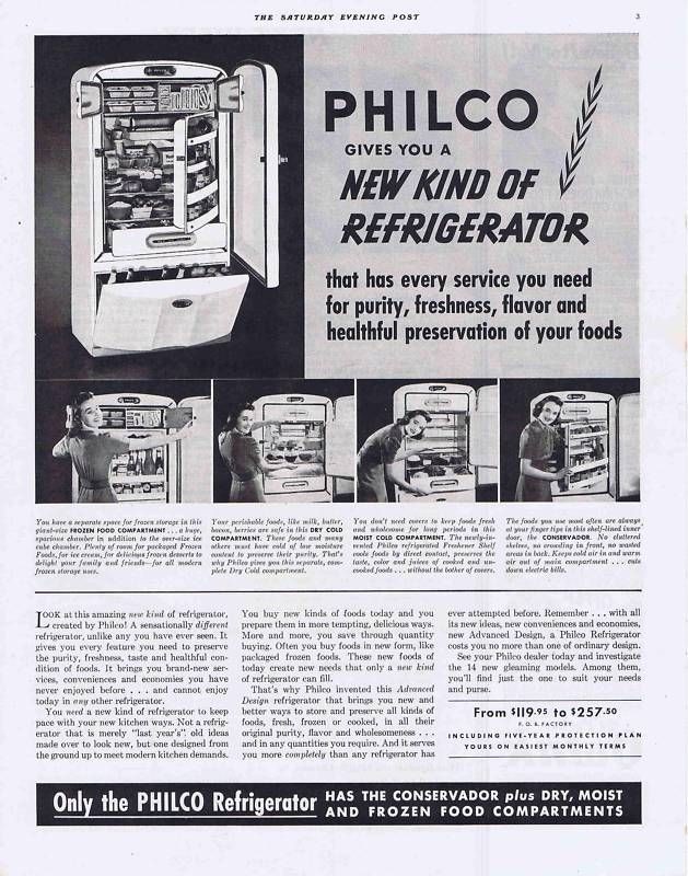 1940 VINTAGE AD   PHILCO REFRIGERATOR 8 3