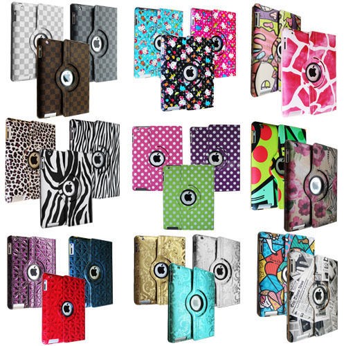 iPad 2 360 Rotating Magnetic Leather Case Smart Cover Stand Choose 