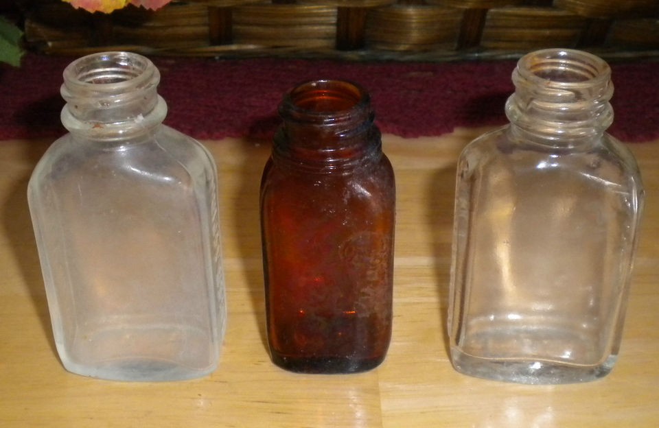 Vintage~2 Bayer Aspirin Bottles and 1 Anacin Aspirin (Whitehall) Amber 