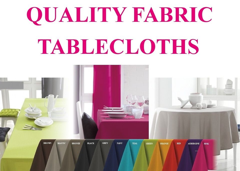   Large Rectangular Fabric Tablecloth Plain 10 Colours 6 8 seater Oblong