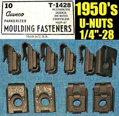 10 NOS AUVECO OLD U NUTS 1950s 50s FENDER, MOLDING TRIM NUT 1/4 28 