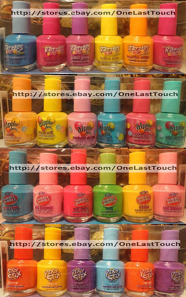 Candy+Gum SCENTED Nail Polish DIPPIN DOTS+RAZZLES+P​IXY STIX+DUBBLE 