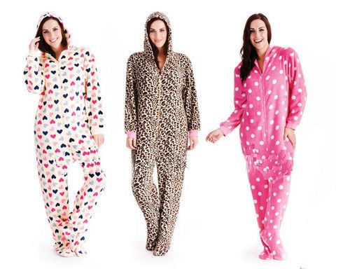 LADIES HOODED ADULT ONESIE JUMPSUIT SLEEP PYJAMAS ALL IN ONE PLAYSUIT 