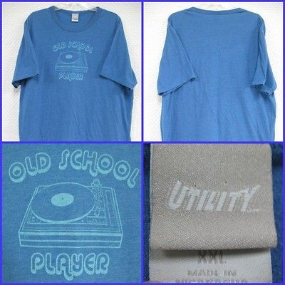 UTILITY old school player blue GRAPHIC T SHIRT sz XXL 2X tee RECORD 