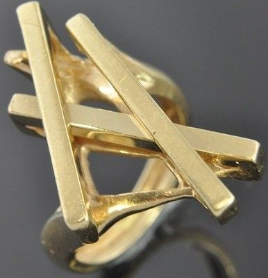 Hammerman Bros Vintage 14K Yellow Gold Modernist Overlapping Bar 