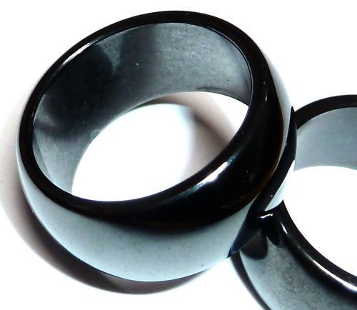 MAGNETIC hematite dome band ring black 10mm size 6   13