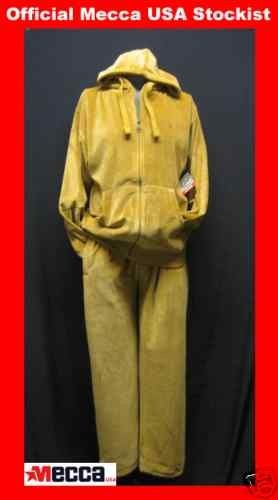 MECCA USA VELOUR Hooded Tracksuit Khaki Gold Small S