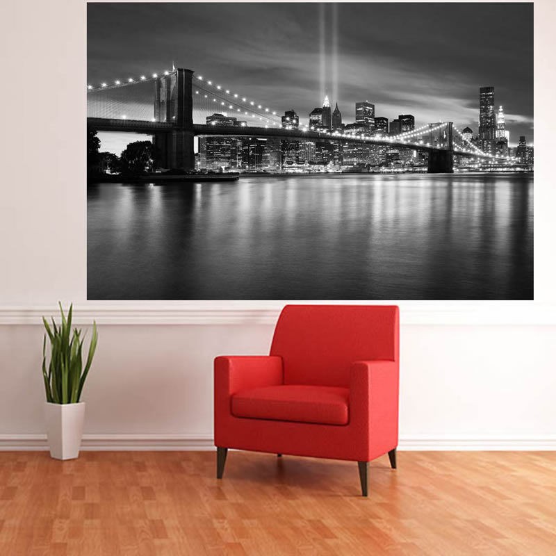   WALL MURAL PHOTO PRINT B&W New York Twin Towers PEEL & STICK