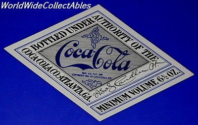 ORIG. 1960s Coca Cola Company Promotion Diamond Label for Straight 