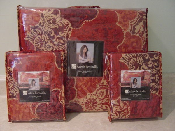 Valerie Bertinelli BATIK FLORAL Orange Rust Burgundy FULL/QUEEN QUILT 