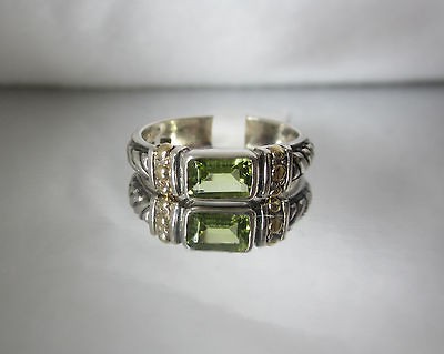 SAMUEL B BJC SS 18K GOLD ELEGANT PERIDOT RING SIZE 6.75 NEW