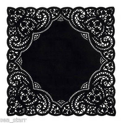 10 INCH SQUARE black PAPER LACE DOILIES CRAFT ★CANADA★ lacy doily 