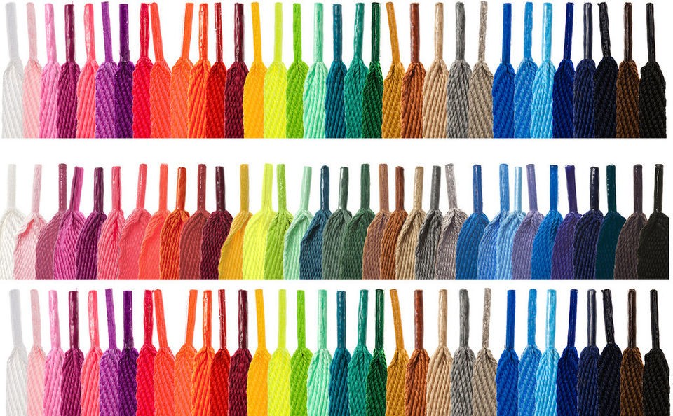 FLAT COLOURED SHOE LACES SHOELACES BOOTLACES   30 COLOURS   2 WIDTHS 