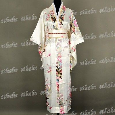 Newly listed Deluxe Satin Kimono Robe Yukata Japanese Dress w/ Obi One 