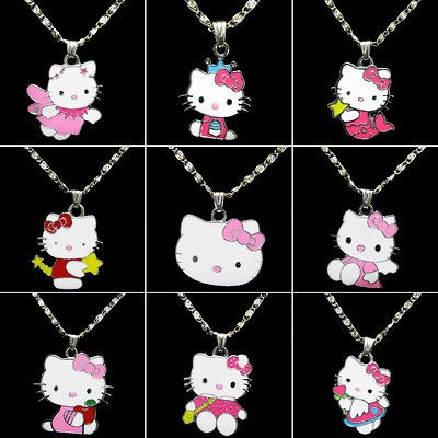 New Bulk 9pcs Lovely Pink HelloKitty Necklace Girl Kids Birthday Party 