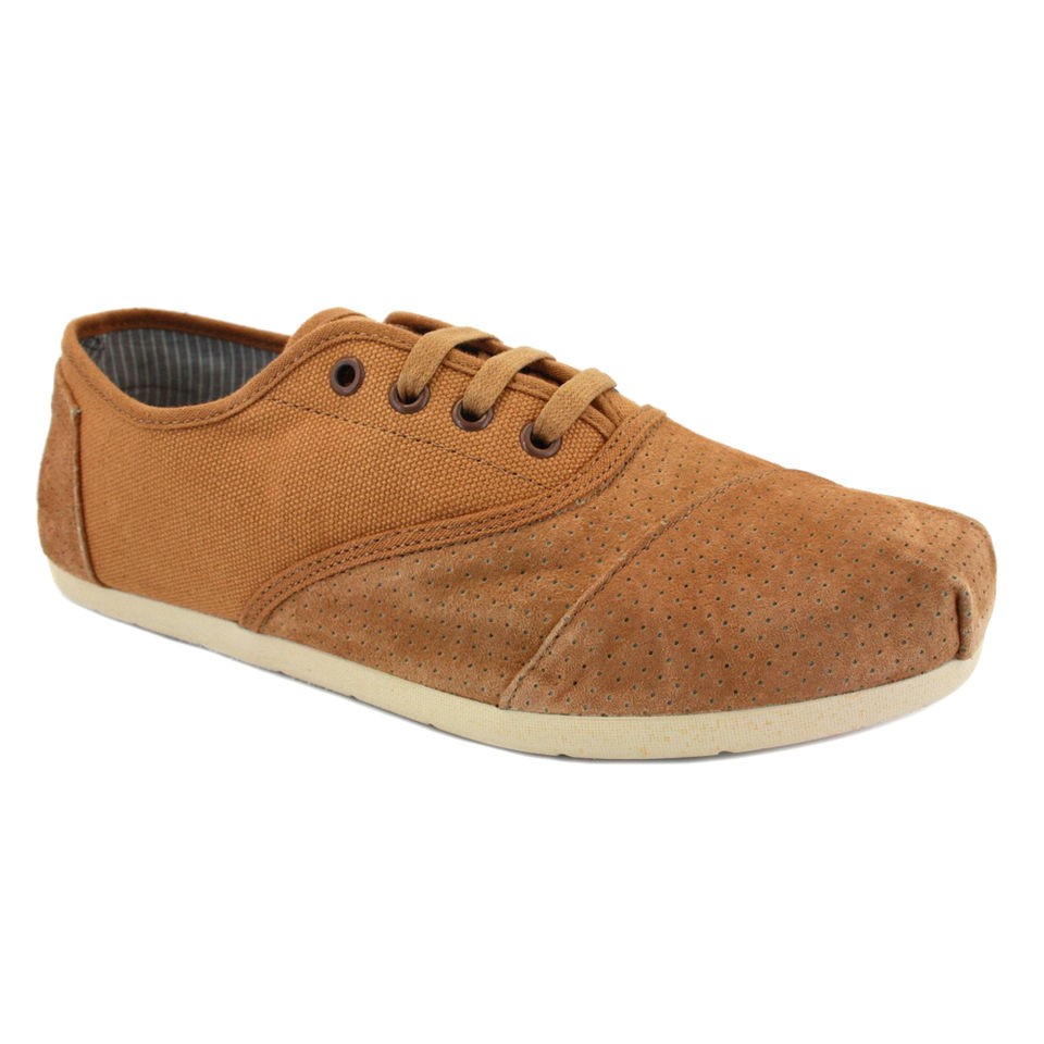 Toms Cordones Mens Canvas Lace Up Slipons 005134A12 Tan