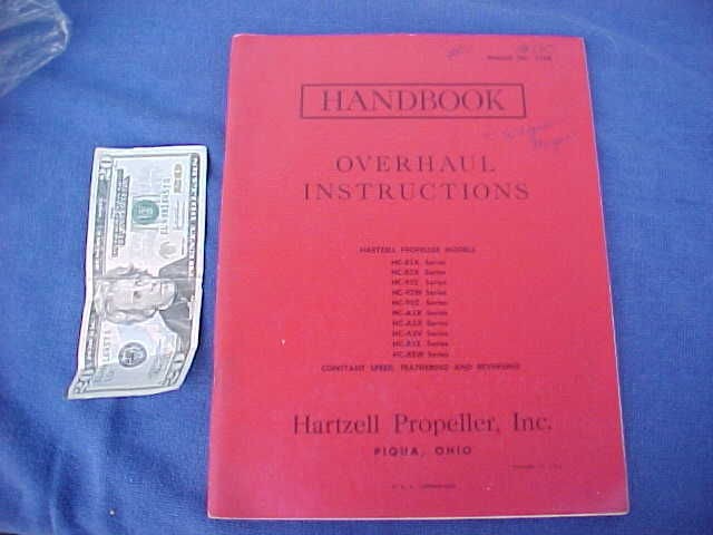 Hartzell PROPELLER Vintage Airplane Overhaul Instructions PILOT 