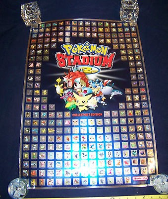 Pokemon Nintendo Pokemon Stadium 2 Poster 2001 Vintage Video Game 