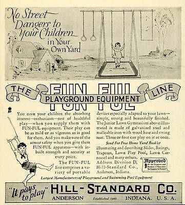 1929 Ad Hill Standard Playground Equipment Swing Set   ORIGINAL 