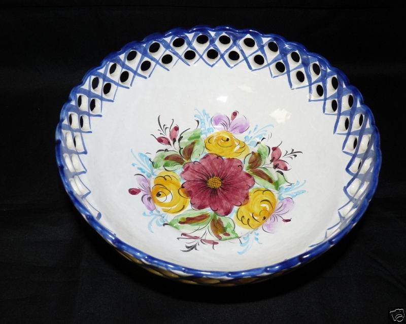 PORTA HAND PAINTED VESTAL PORTUGAL PEDESTAL BOWL