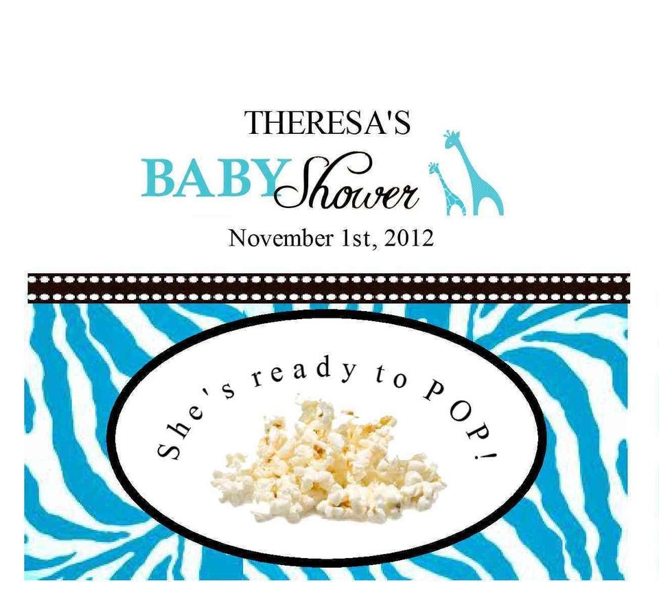 60 INDIVIDUAL MICROWAVE POPCORN LABELS PERSONALIZED FOR BABY, BRIDAL 