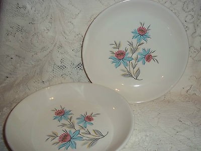 Two Vtg. Steubenville Pottery Flat Soup Bowls, Fairlane Pattern