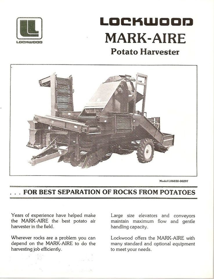   Equipment Brochure   Lockwood   Mark Aire   Potato Harvester (FB672