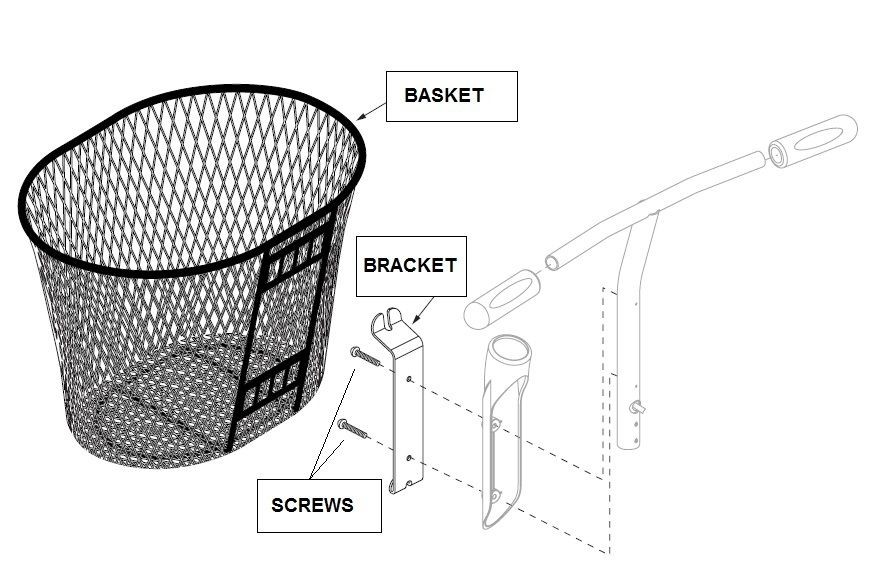   BASKET BRACKET AND SCREWS FOR PRIDE GO GO ULTRA S79 MOBILITY SCOOTER