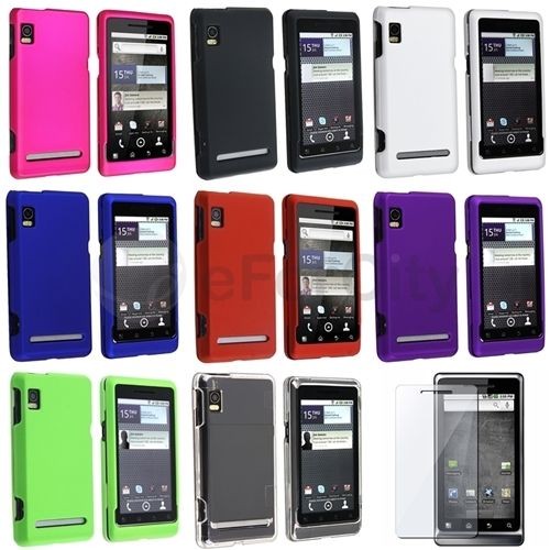 8x Rubber Hard Case Cover+Screen Protector For Motorola Droid 2 Droid 