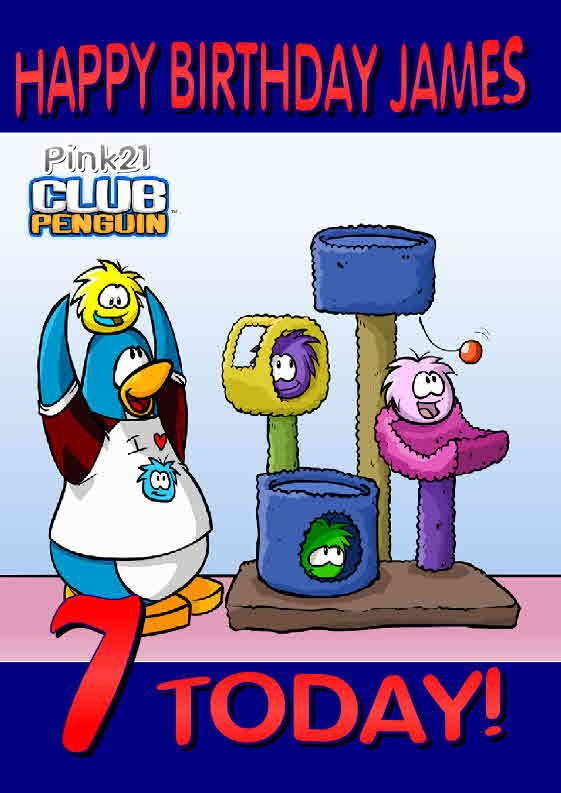 Personalised Club Penguin Puffle Birthday Card A5