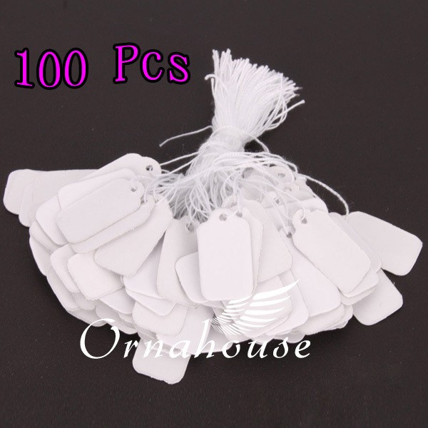   Jewelry String Label Price Pricing Paper Tags Chain Tag 23x13 mm White