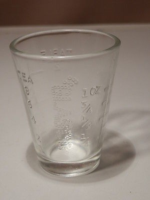 ANTIQUE GLASCO MEDICINE DOSE GLASS EXCELLENT INNER RAISED LETTERING