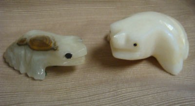 Hand Carved ALABASTER / QUARTZ FROG Figures from MEXICO