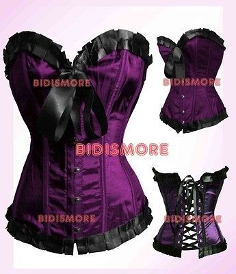 Purple Tie Shaper Hook Up Bustier Corset Size M