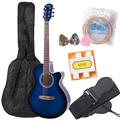 40 (Full Size) Concert Cutaway Acoustic Guitar ~Blue