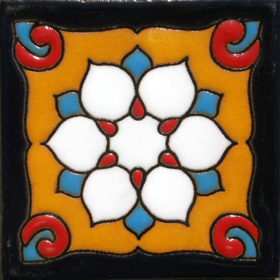 ONE Mexican Tile High Relief Tiles Body Bisque Ceramic Hand Made 4x4 # 