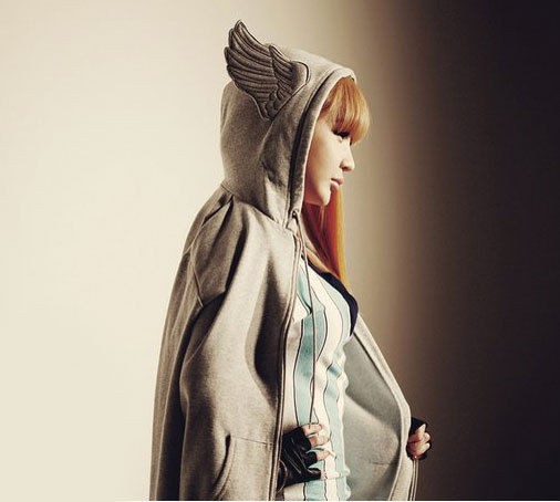 2NE1   Wing Hooded Zip Up Shirts (Brushed Fabric / Black, Gray / Hoody 