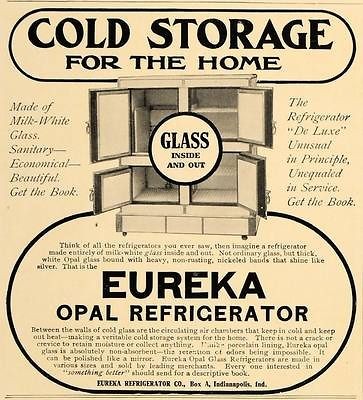 1907 Ad Kitchen Equipment Eureka Opal Refrigerator Food Preservation 