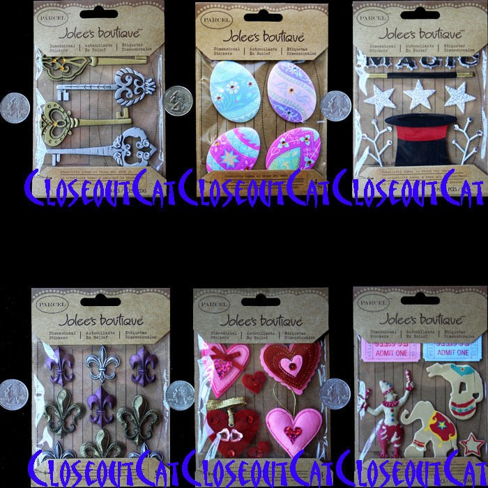 JOLEES PARCEL ONE PACK STICKERS EMBELLISHMENTS Keys Fleur Heart Magic 